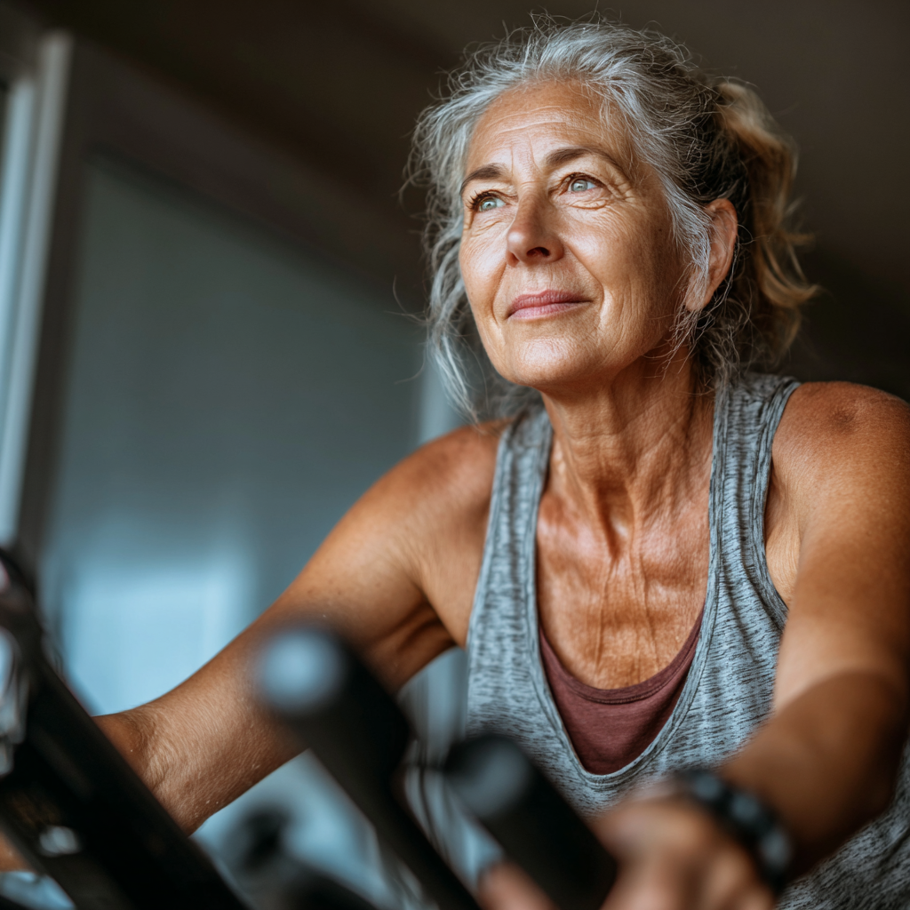 Активни възрастни хора правят упражнения на открито